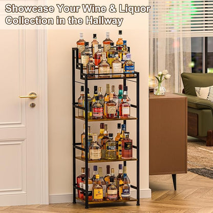 6-Tier Liquor Cabinet for Home Bar, Freestanding Stepped Wine Rack - Image 6