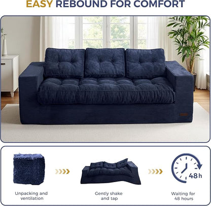 MAXYOYO Oversized Loveseat Sofa Couch, Upholstered Bean Bag Chair Cloud 3-Seat - Image 6