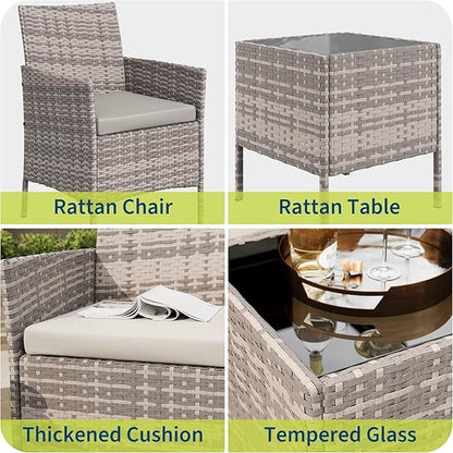 GAOMON 3-Piece Patio Furniture Set, Modern PE Rattan Conversation Set - Image 6