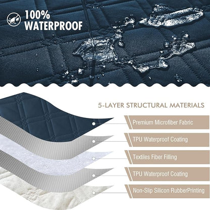 Genina Waterproof Couch Cover, Washable Anti-Slip 78inch Sofa Covers - Image 4