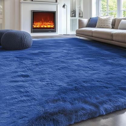 PAGISOFE Blue Rug 4x6 Ft Fluffy Shag Rugs - Image 7