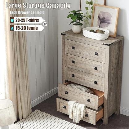 T4TREAM Farmhouse 5 Drawers Dresser Chests - Image 3