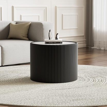 SSLine Round Drum Coffee Table Modern Sintered Stone Top Side End Table in by SSLine