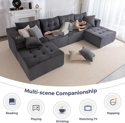 MAXYOYO 129.5" Modular Sectional Sofa Couch, U Shaped Modern Cloud Couch - Image 8