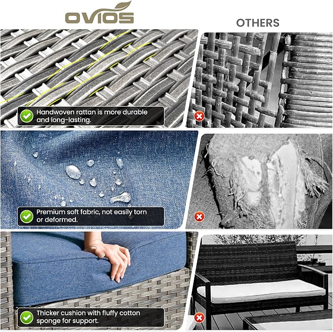 ovios 5-Piece Patio Furniture Set, Outdoor Wicker Sofa - Image 8