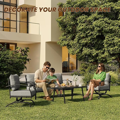 ALAULM 4 Piece Patio Furniture Set, Outdoor Metal Patio Furniture - Image 7