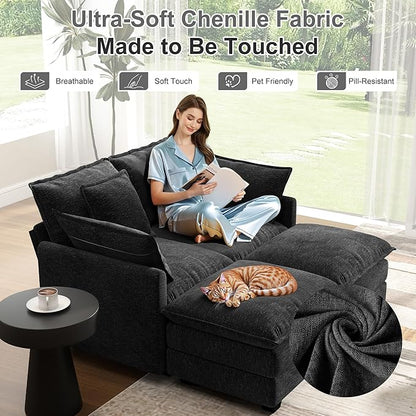 58" Cloud Couch Loveseat, Deep Seat Modular Sectional Sofa - Image 4