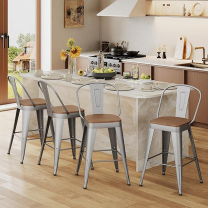 Andeworld Metal Bar Stools Set of 4, 30 inch Bar Height Barstools - Image 5
