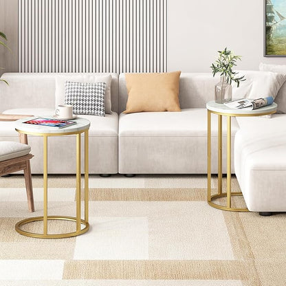 Function Home C Table End Table, Marble C Shaped Sofa Side Table, Couch Tables - Image 2