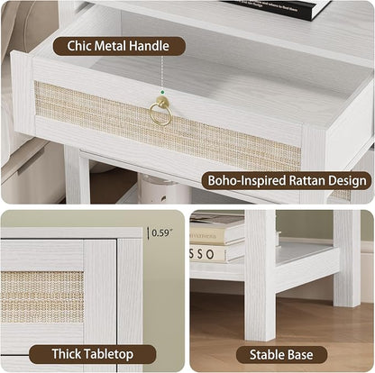 Xixini Nightstand wih 2 Drawers & Open Shelf, Small Mid Century Modern Night - Image 5