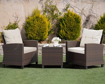 Shintenchi 3 Pieces Patio Furniture Set, PE Rattan Wicker 3 Pcs Patio Set - Image 2
