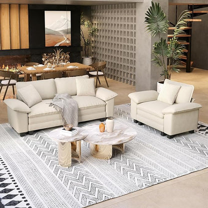 SUNSHINE VALLEY 87.5'' Oversized Loveseat Couch and Chair Set, 3-Seat Chenille by SUNSHINEVALLEY