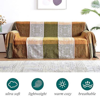 Boho Sofa Cover, Bohemian Throw Blanket Tassels Hippie Decor Covers Couch Chair - Image 6