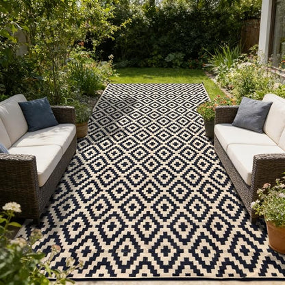 SAND MINE Reversible Mats, Plastic Straw Rug, Modern Area Rug, Large Floor Mat - Image 5