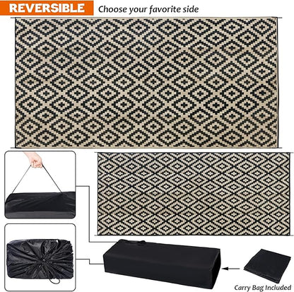 SAND MINE Waterproof Outdoor Rug 10x20 ft, Plastic Reversible Rug, Modern Area - Image 3