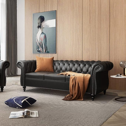 QHITTY 2 Piece Living Room Set, Sectional Chesterfield Sofa Chair Contemporary - Image 8
