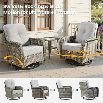 8 Pieces Outdoor Patio Furniture Sets, High Back Swivel Rocker Chairs Loveseat - Image 3