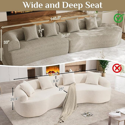 147" Oversized Sectional Sofa for Living Room, Modern Luxury Plush Chenille - Image 5