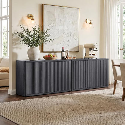 SICOTAS Buffet Cabinet with Storage Accent Sideboard with 4 Doors 66.3" Wide - Image 3