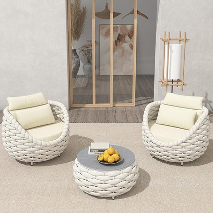 TWT 5-Piece Aluminum Patio Furniture Set, Olefin Armchairs - Image 9