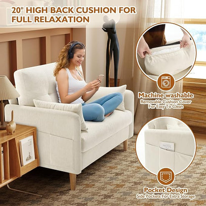 Urhanherry 47" Small Sofa Couch, Soft Chenille loveseat Mini Couch - Image 4