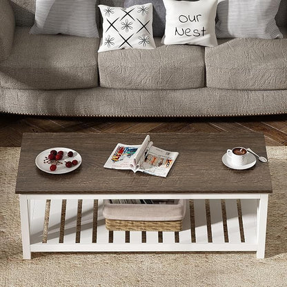 ChooChoo Farmhouse Coffee Table, Rustic Vintage Living Room Table - Image 3