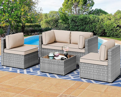 Shintenchi 5 Pieces Outdoor Patio Furniture Sets, Patio Sectional Sofa Couch by Shintenchi%7CFurnitureMadeforRealLife