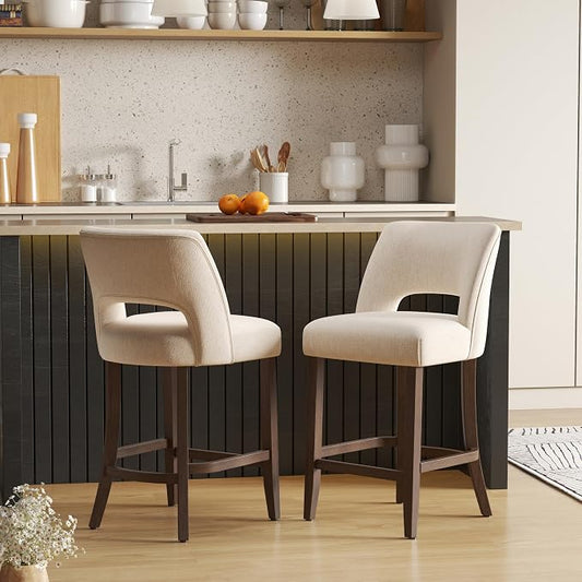 VKNOW Bar Stools Set of 2, Upholstered Counter Height Bar Stools, Modern by VKNOW