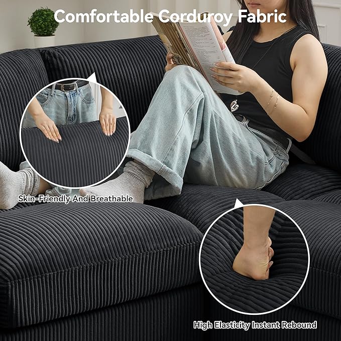 87'' V-Shaped Sectional Sofa Couch, 5-Seater Modular Couches - Image 4
