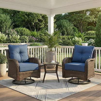 Patio Furniture Set, High Back Swivel Chairs, Weather Resistant Olefin Fabric by SAILARYPatioFurniture
