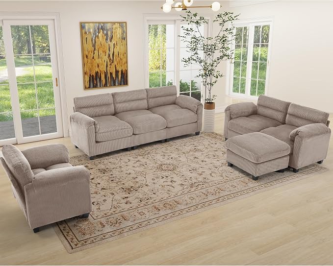 HAOMARKETS Corduroy Sofa Set, Upholstered Armchair - Image 7