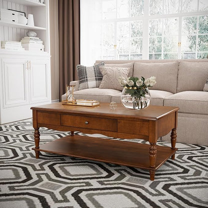 Mid-Century Modern Living Room Coffee Table Set, 2-Piece Solid Wood Living Room - Image 6