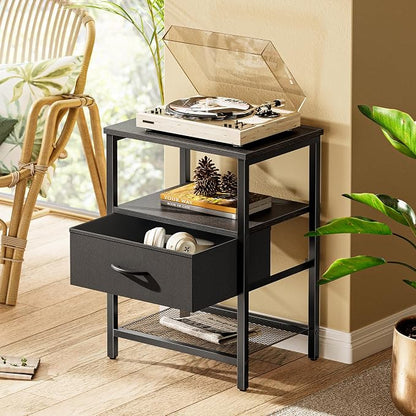 Huuger Night Stand with Fabric Drawer, Side Table with Mesh Shelf, Bedroom - Image 2