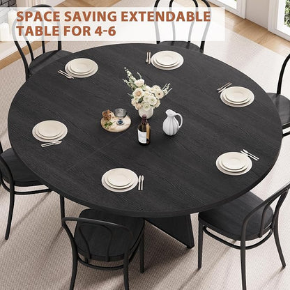 Extendable Dining Table, Round Kitchen Dining Room Dinner Table - Image 3