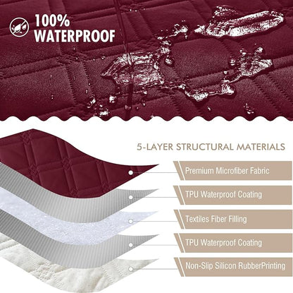 Genina Waterproof Couch Cover, Washable Anti-Slip 78inch Sofa Covers - Image 5