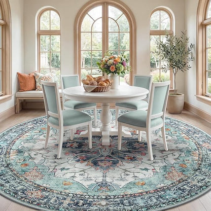 RELEANY Area Rugs 8ft Washable Non-Slip, Floral Vintage Distress Print Pattern - Image 2