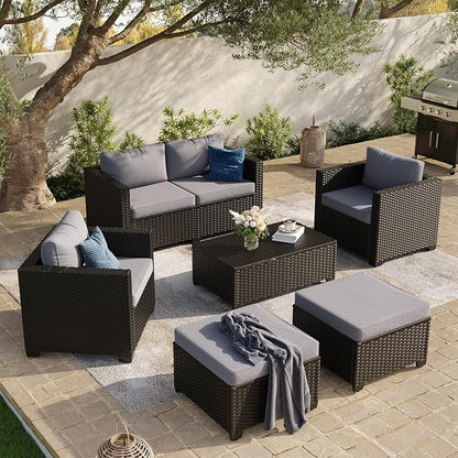 Aoxun 7 Piece Outdoor Patio Furniture Set 6 Seats, Outdoor Sectional by Aoxun