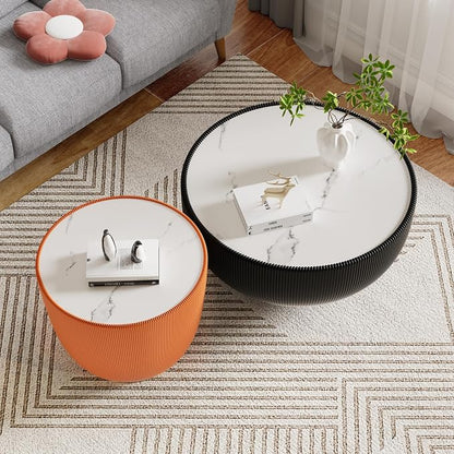 SSLine Bowl-Shape Coffee Table Modern Sintered Stone Top Coffee Table in Black - Image 5