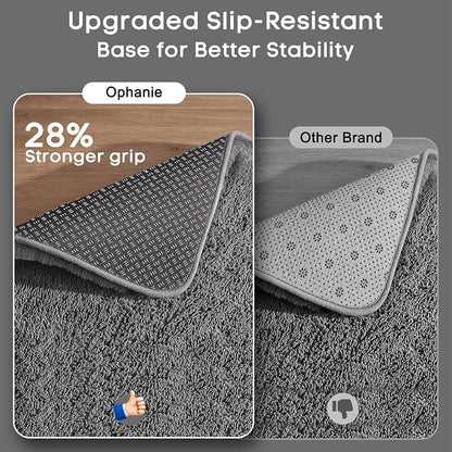 Ophanie Small Rug Upgrade Non Slip Throw Bedside Area Rugs, Fluffy Soft Grey - Image 4