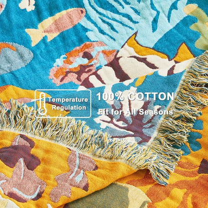 LUTBM Throw Blanket for Bed 100% Cotton Blankets for Bedroom Living Room Summer - Image 6