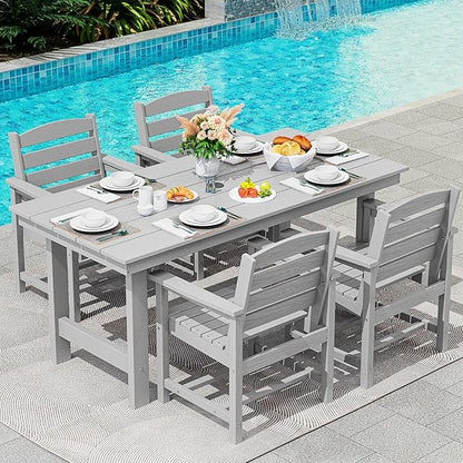 SERWALL Patio Dining Chair Set of 2, Light Gray - Image 3