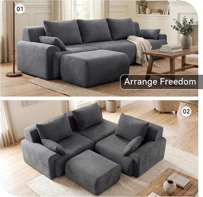 GRUSIGN 118'' Sectional Boneless Oversize Modular Couches, Curved Cloud - Image 7