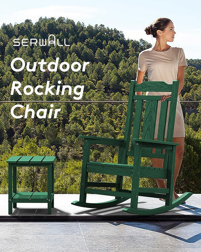 SERWALL HDPE Outdoor Rocking Chair Set of 4, Patio Rocking Chairs Set, Rocking - Image 6