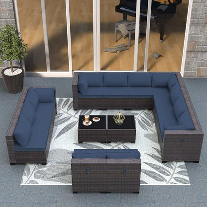 Outdoor Patio Furniture Set, 14 Pieces Outdoor Sectional Furniture Patio Sofa - Image 7