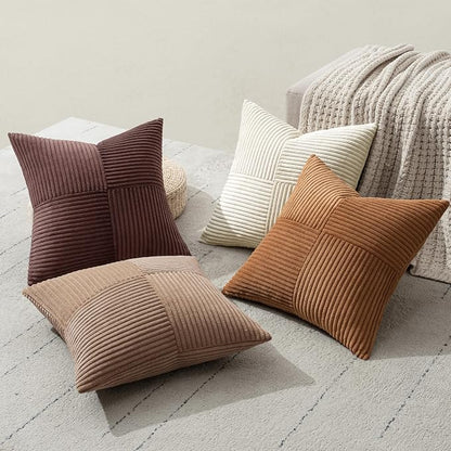 MIULEE Brown Throw Pillow Covers 18x18 Inch Set of 4 Boho Farmhouse Cushion - Image 6