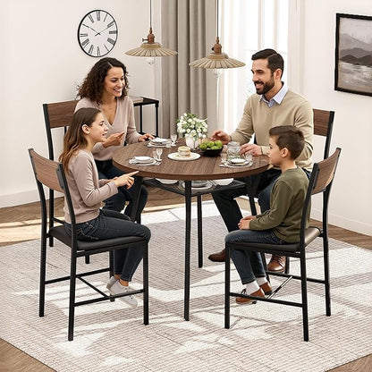 Pamapic Round Dining Table Set for 4, Kitchen Table and Chairs for 4, Dining - Image 3