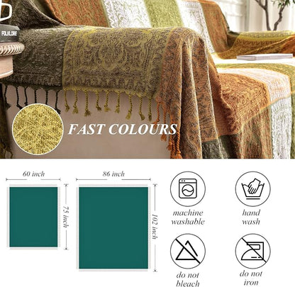 Boho Sofa Cover, Bohemian Throw Blanket Tassels Hippie Decor Covers Couch Chair - Image 5
