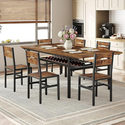 RALGEND 7-Piece Dining Table Set, Industrial Style Kitchen Set - Image 2
