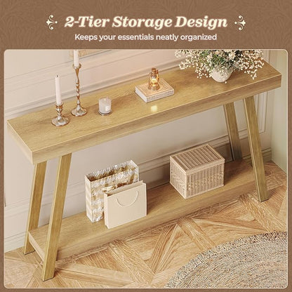 Huuger Console Table with Charging Station, USB-C Port, 2 Tiers Entryway Table - Image 5