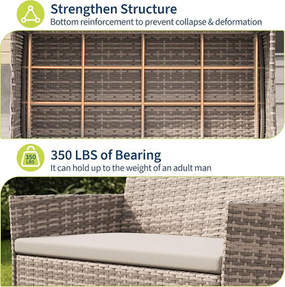 4-Piece Outdoor Furniture Set, PE Rattan Wicker Chairs - Image 5